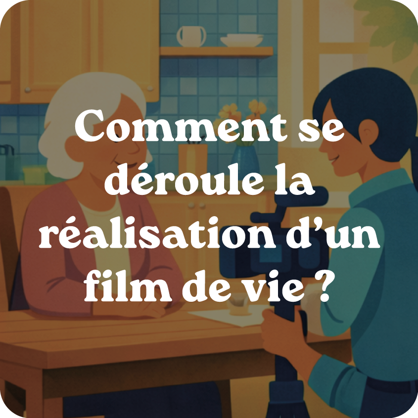 Image illustrant une vidéaste et une grand mère pour illustrer "Comment se déroule la réalisation d’un film de vie ? "